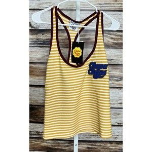 Zara Chupa Chups Women's Sz S Yellow Striped Terry Cloth Graphic Tank Top New